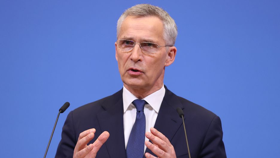 BRUSSELS, BELGIUM - APRIL 06: NATO Secretary General Jens Stoltenberg holds a press conference after the NATO Foreign Ministers Meeting in Brussels, Belgium on April 06, 2022. (Photo by Dursun Aydemir/Anadolu Agency via Getty Images)