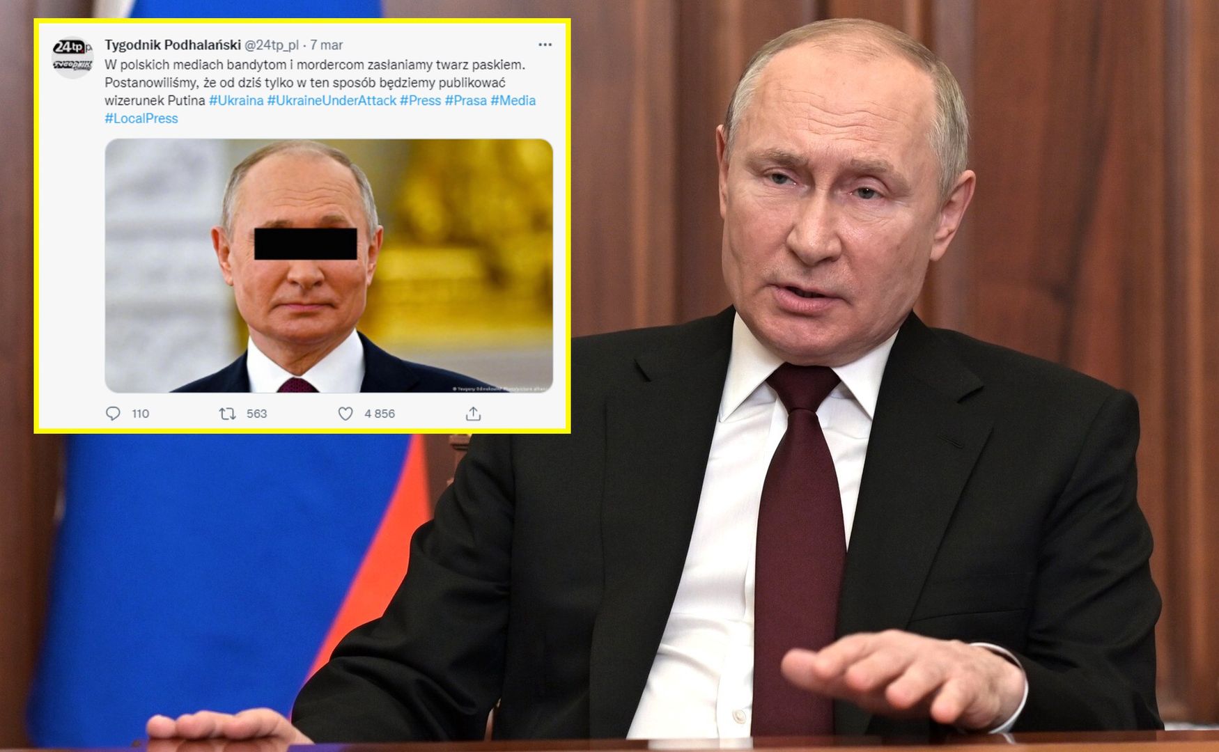 "Tygodnik Podhalański" będzie zasłaniać oczy Putinowi. "Jak bandytom i mordercom"