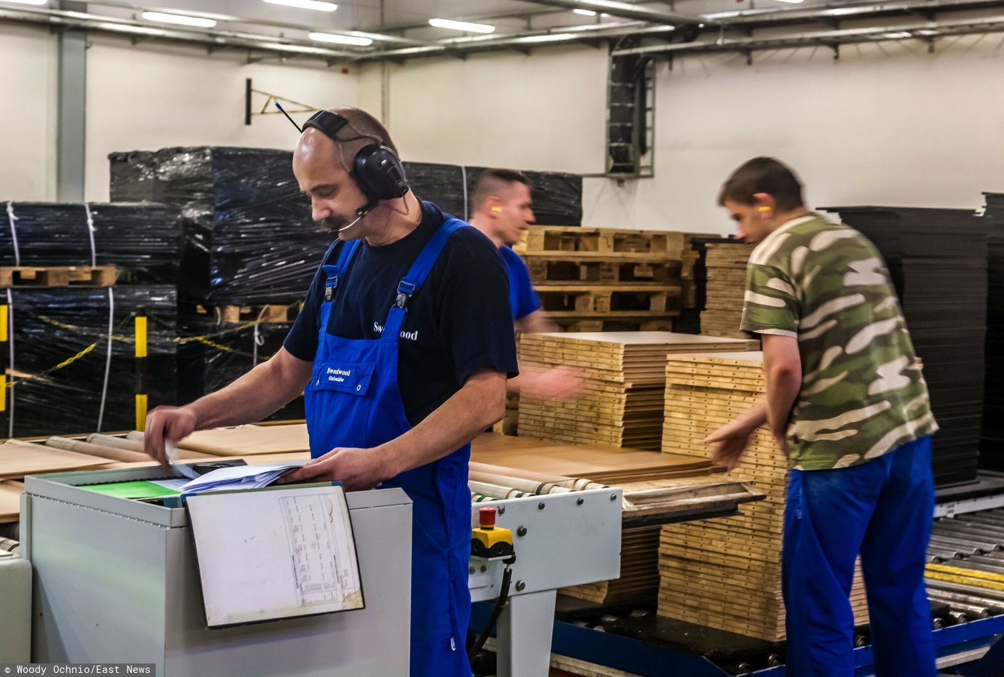 Zaklady produkcji mebli SWEDWOOD IKEA w Goleniowie
Fot. Woody Ochnio/East News Zaklady SWEDWOOD IKEA w Goleniowie. reportaz z fabryki mebli, kwiecien 2009. Hala produkcyjna elementow mebli.
Woody Ochnio