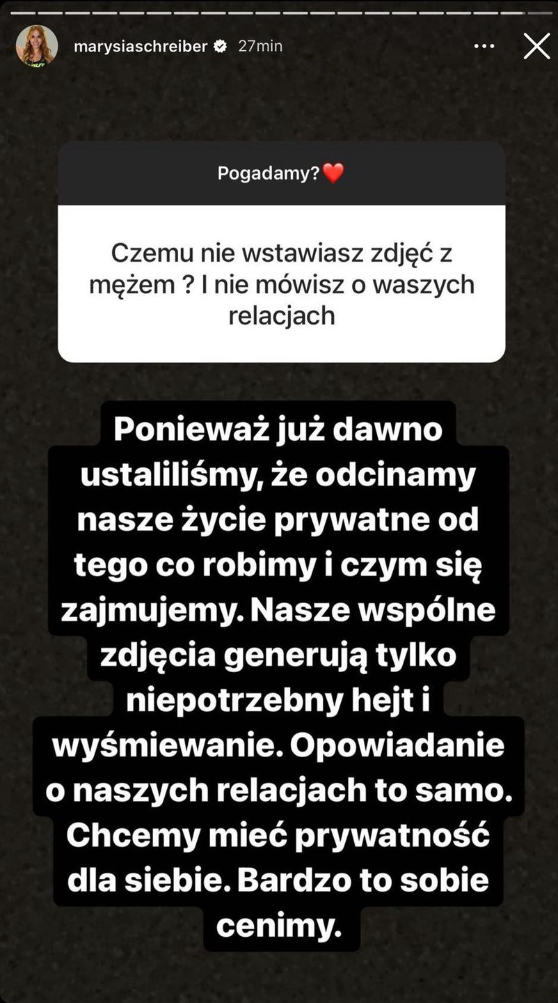 Marianna Schreiber odbyła rozmowę z mężem