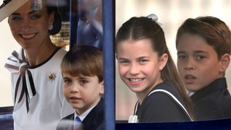 Dzieci księżej Kate i księcia Williama podczas Trooping the Colour: poważny George, uśmiechnięta Charlotte i wyjątkowo spokojny Louis (ZDJĘCIA)