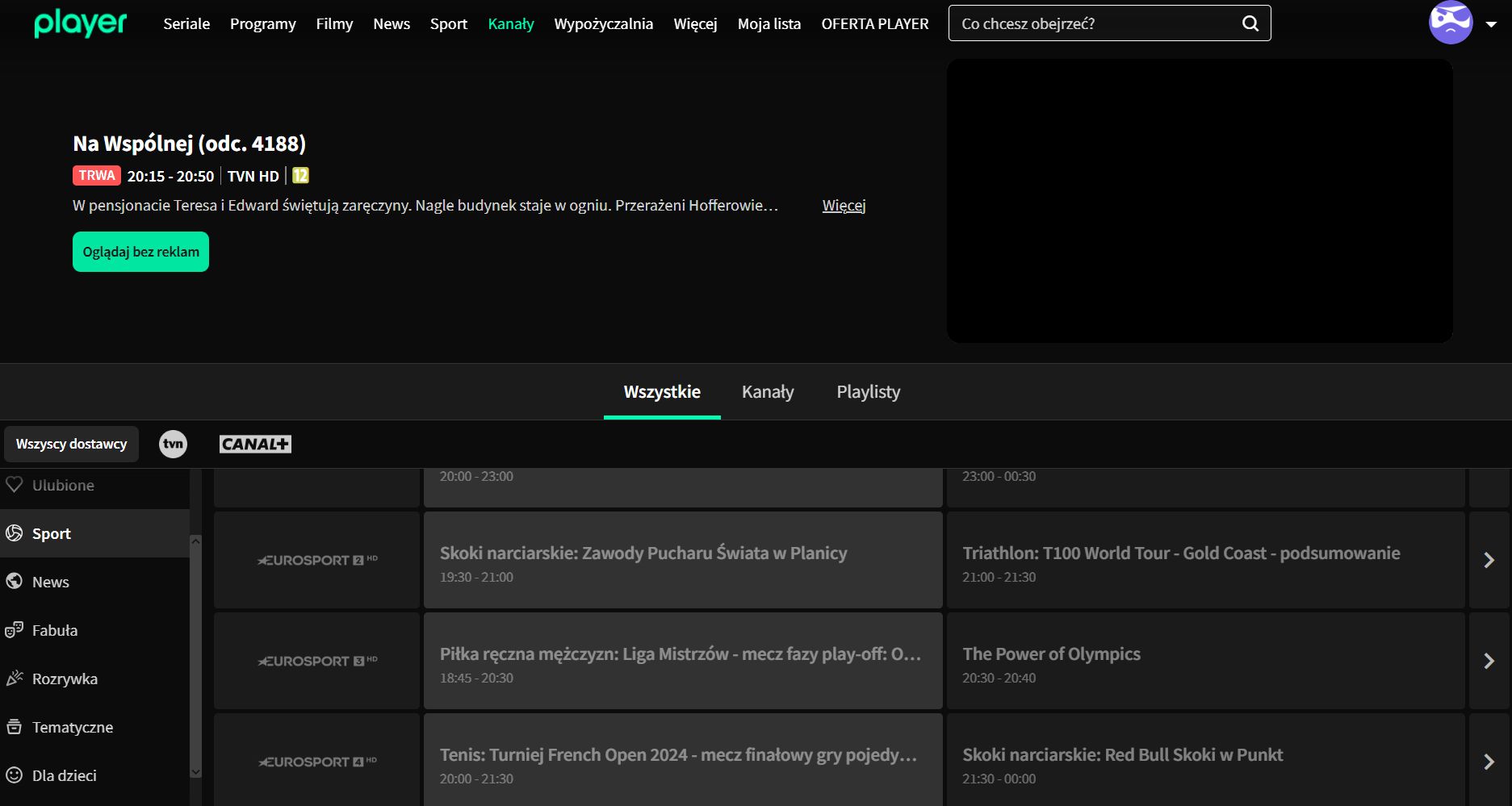Pakiet z nowymi kanałami Eurosport w Playerze