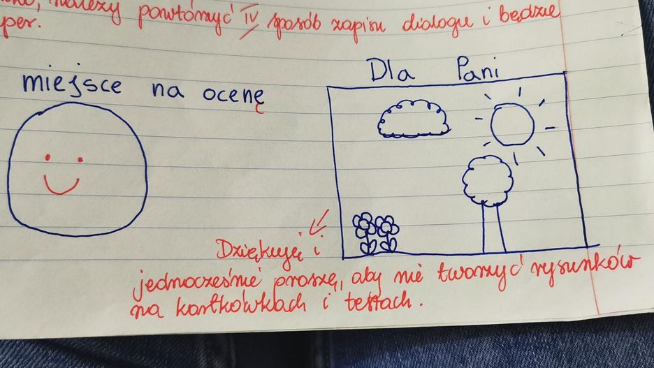 Laurka na sprawdzianie. "Proszę nie tworzyć rysunków"