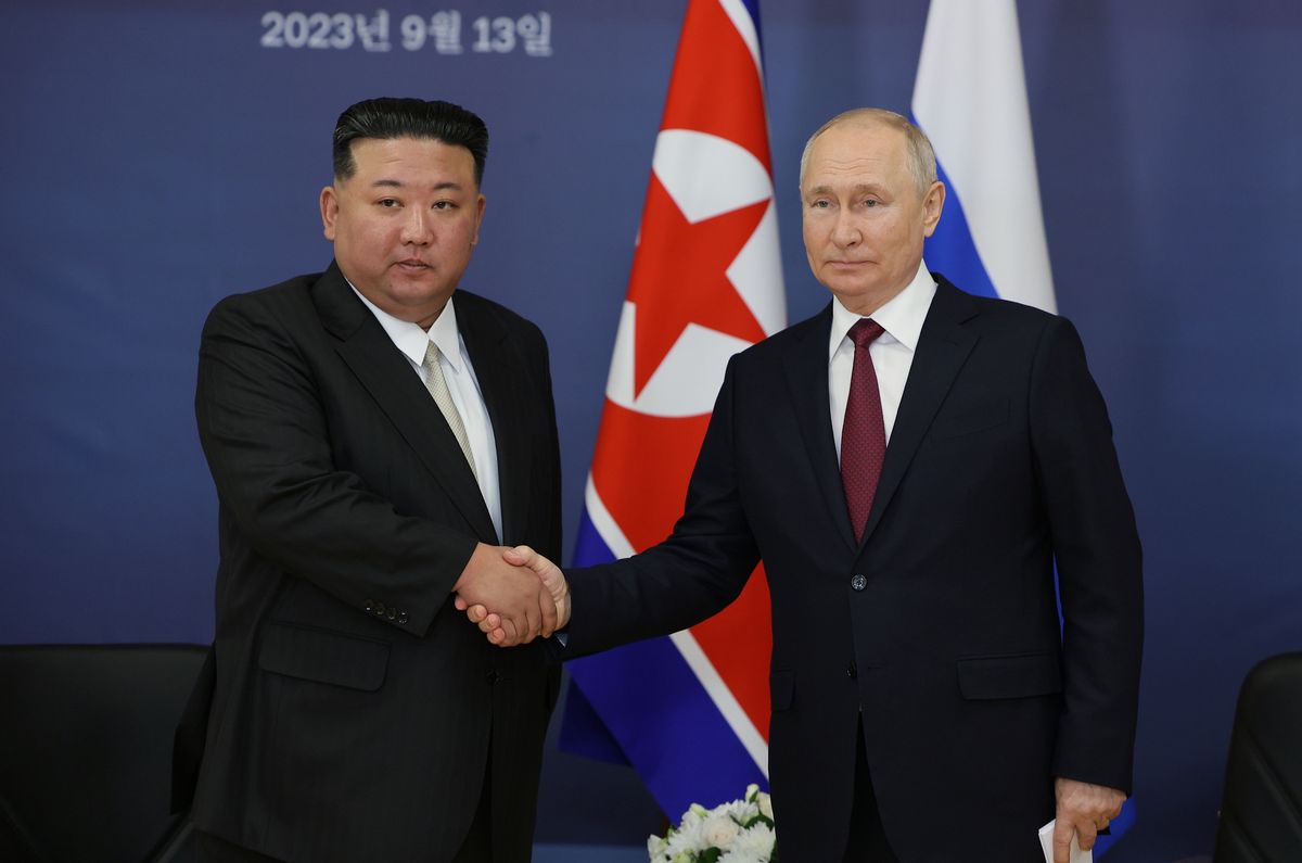 Przywódca Korei Północnej Kim Dzong Un i prezydent Rosji Władimir Putin