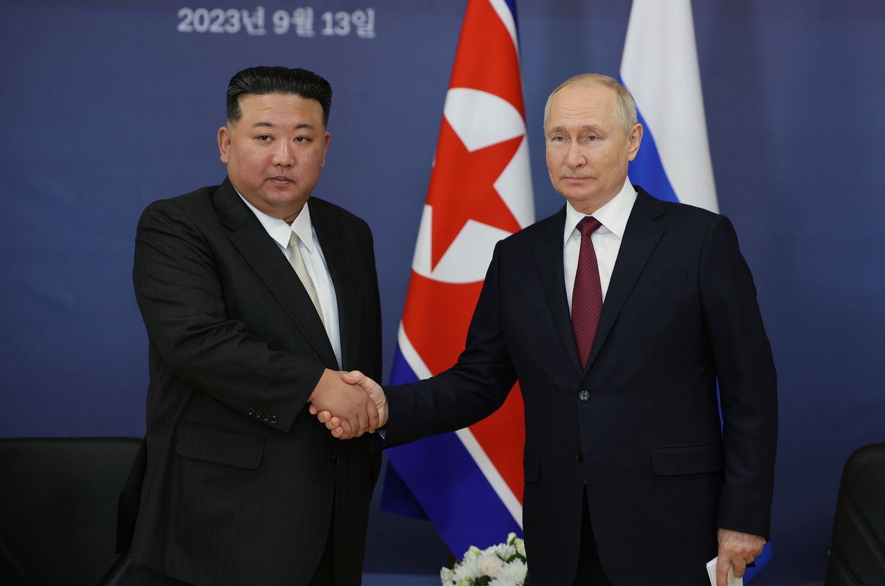 The leader of North Korea, Kim Jong Un, and the president of Russia, Vladimir Putin.