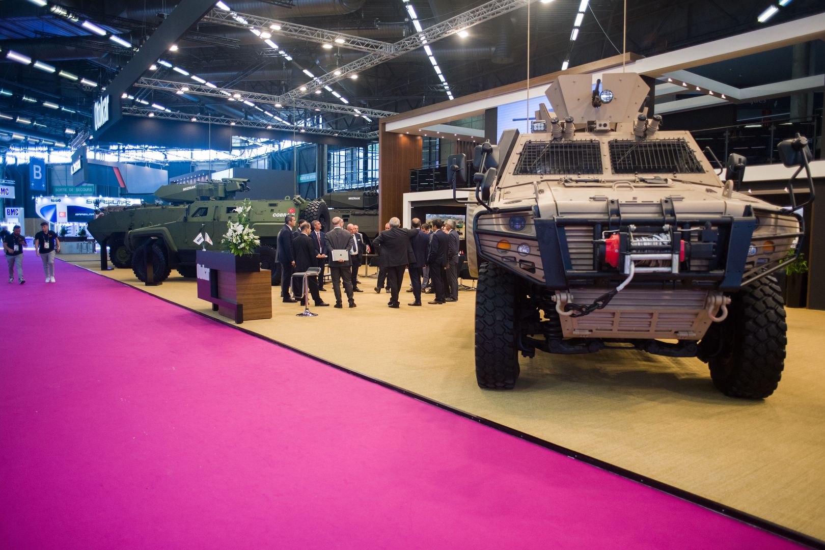 A Cobra II mine-resistant ambush protected (MWRAP) vehicle, manufactured by Otokar Otomotiv ve Savunma Sanayi A.S., at the Eurosatory defense and security trade fair in Paris, France, on Monday, June 13, 2022. The bi-annual exhibition at the Villepinte Exhibition Center runs through June 17. Photographer: Nathan Laine/Bloomberg via Getty Images