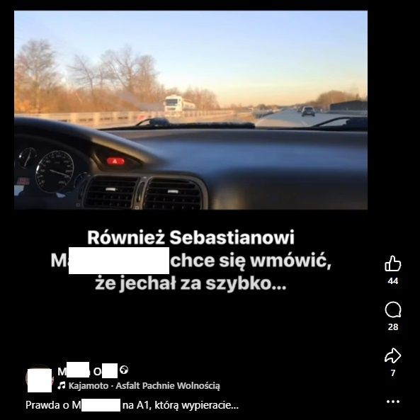 Nagranie, na którym Marcin O. chwali się drogowymi podbojami