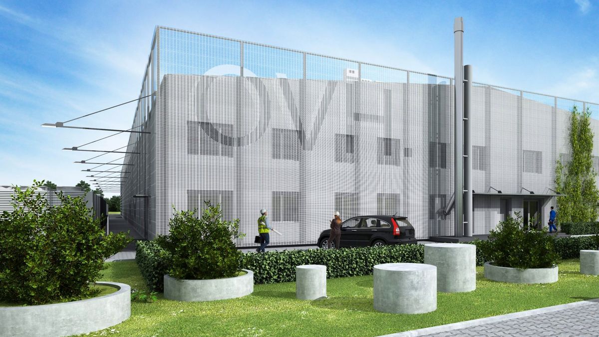 Centrum danych OVH w Ożarowie Mazowieckim (wizualizacja Wężyk Architekci)