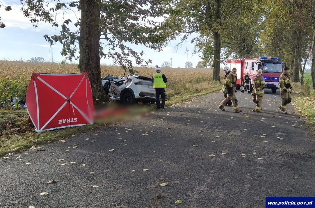 Płośnica: Volkswagen roztrzaskał się na drzewie. Nie żyje 34-latek