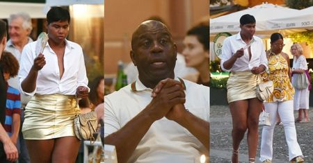 Magic Johnson stołuje się z rodziną w Portofino. Jego 32-letni syn postawił na KRZYKLIWĄ stylizację (ZDJĘCIA)