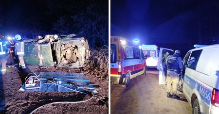 Samochód Straży Granicznej wypadł z drogi. 5 osób trafiło do szpitala