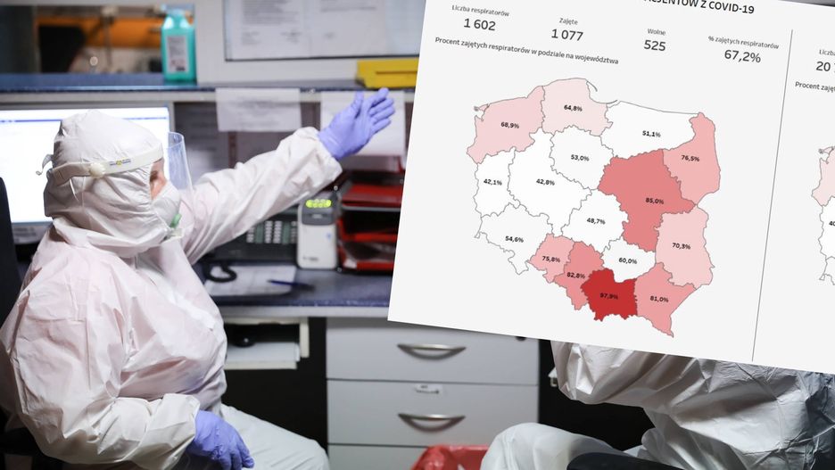 Koronawirus w Polsce. Gdzie zaczyna brakować wolnych łóżek i respiratorów? Jest mapa