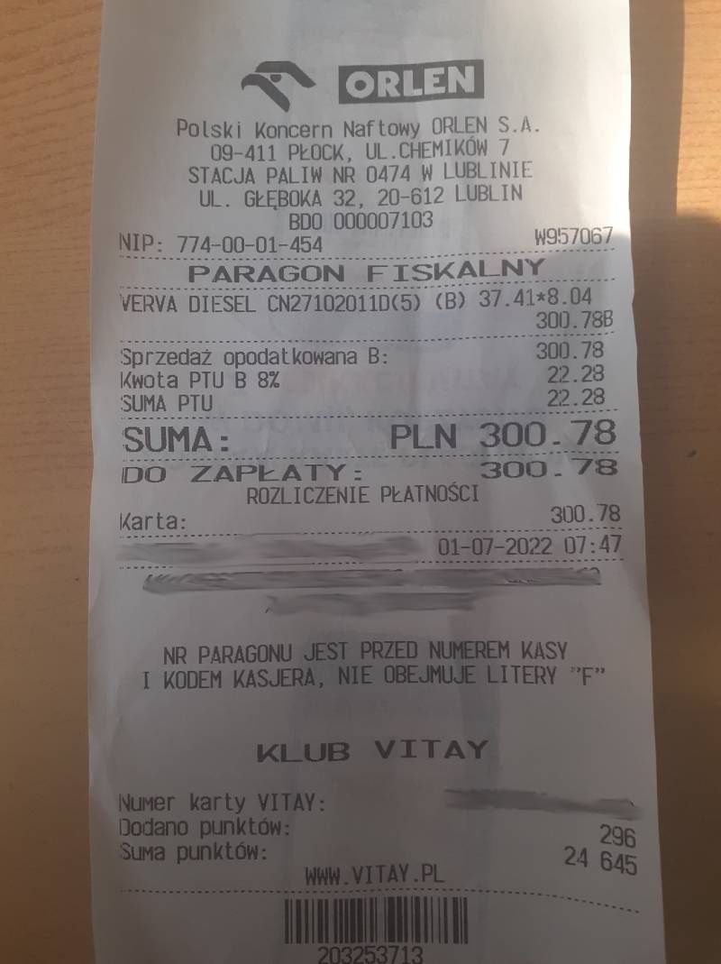 Brak zniżki na paliwo na stacji Orlen przy ul. Głębokiej w Lublini
