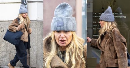 Monika Olejnik paraduje po Warszawie w ciepłym futerku i w czapce za 700 zł