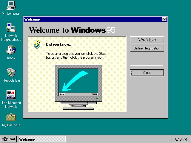 Windows 95 zapoczątkował ostatnią linię Windows opartą na DOS