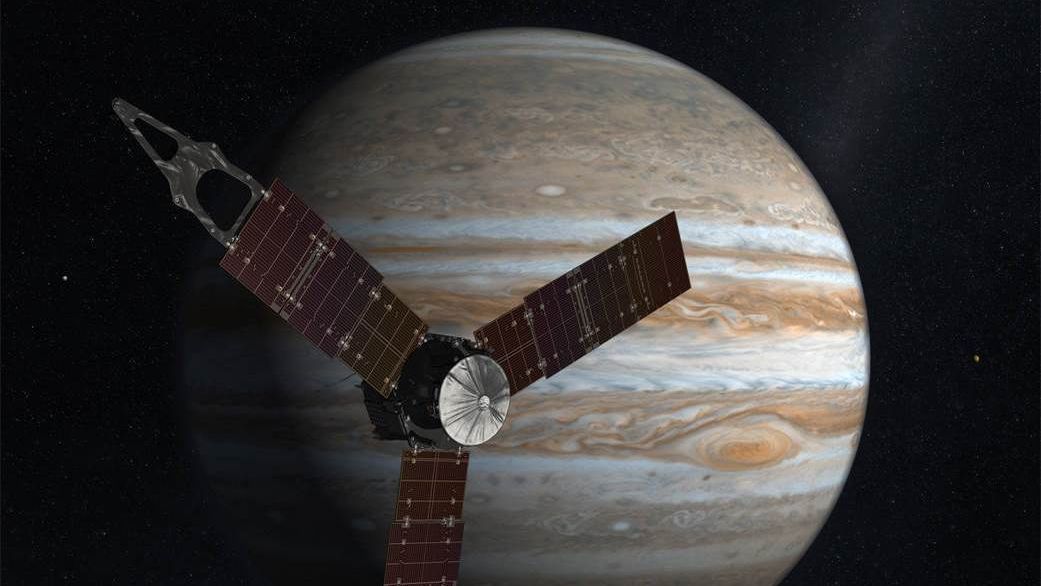 Wizualizacja sondy Juno zbliżającej się do Jowisza
