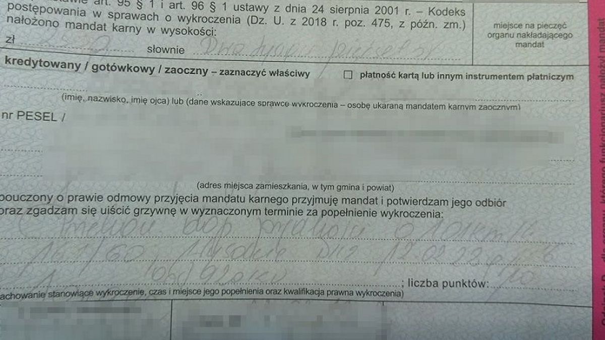 54-letni mieszkaniec Terespola został ukarany surowym mandatem. 