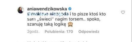 Anna Wendzikowska odpowiada na krytykę internauty
