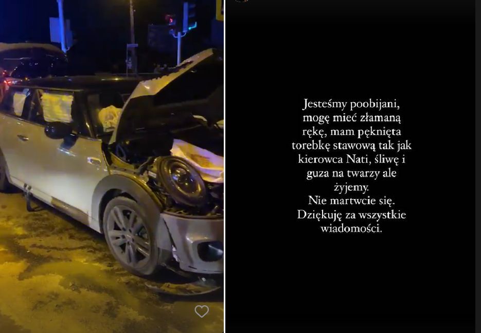 Wracała z wesela Andziaks i Luki, Sylwia Gaczorek miała wypadek. Zniszczone auto i oświadczenie influencerki