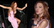 "Elegancka" Lindsay Lohan przesyła fanom buziaki w drodze na imprezę (ZDJĘCIA)