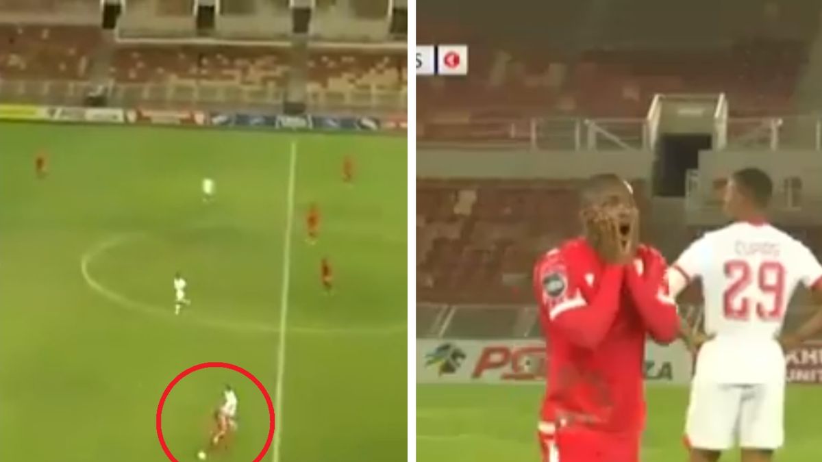 Na zdjęciu: moment uderzenia Asekho Tiwaniego, po którym padła bramka i jego reakcja