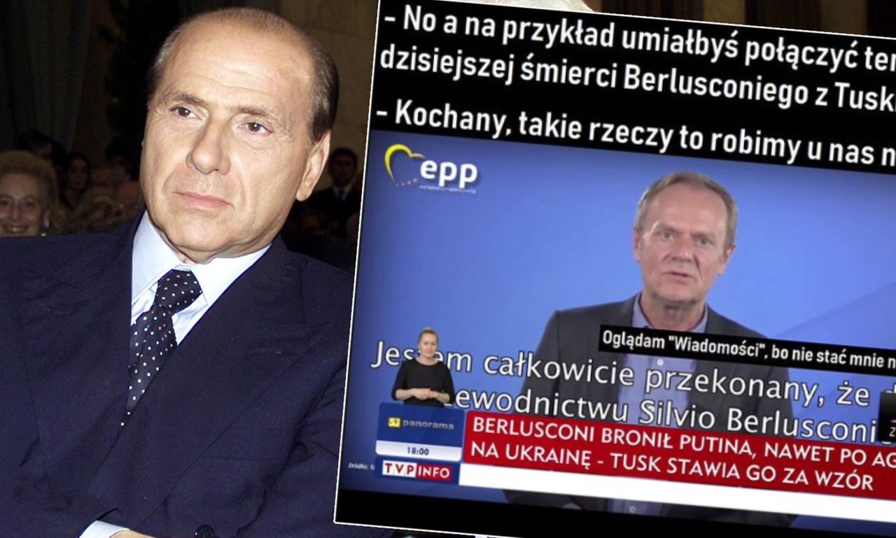 Zmarł Silvio Berlusconi. Czemu w TVP Info mówiono z tej okazji o Donaldzie Tusku?