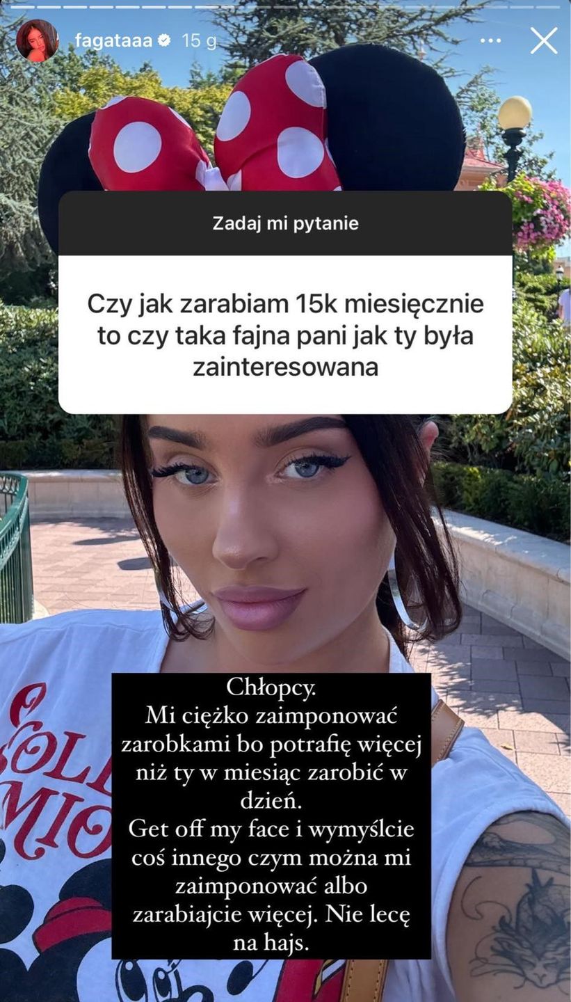 Fagata odpowiedziała na pytanie dotyczące finansów