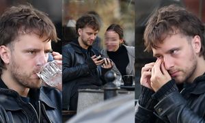Maciej Musiał gaworzy w modnej kawiarni i OKŁADA OKO lodem ze szklanki. Czyżby za nim ciężka noc? (ZDJĘCIA)
