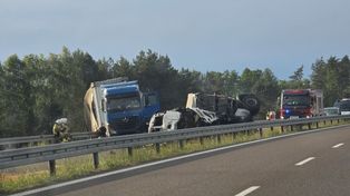 Wypadek na S19. Zderzenie ciężarówek zablokowało trasę w kierunku Rzeszowa