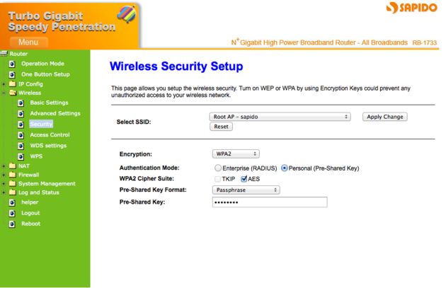 SAPIDO Turbo Gigabit Router RB-1733