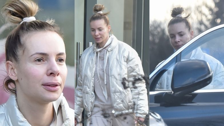 Izabela Janachowska bez makijażu mknie do kliniki stomatologii estetycznej