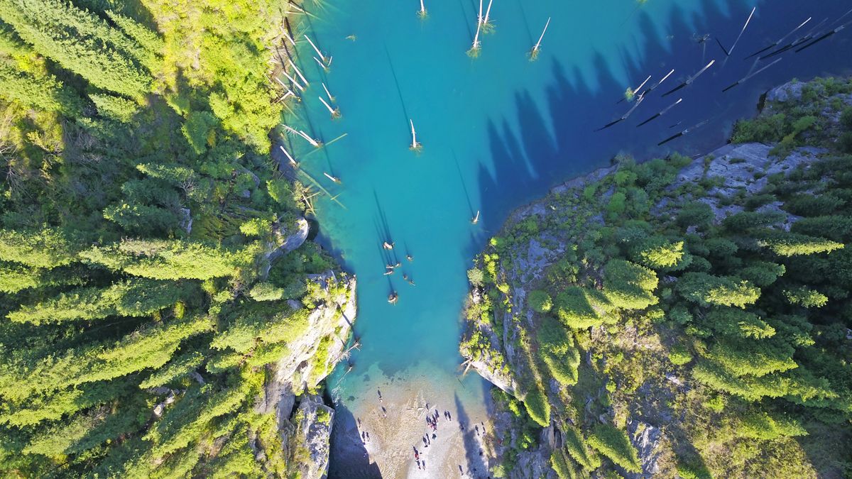 Niezwykłe jezioro Kaindy znajduje się 4 godz. jazdy 