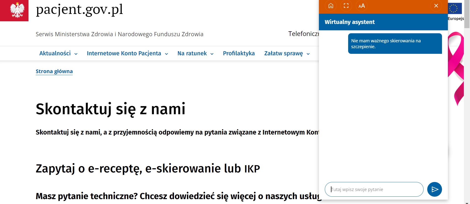 Wirtualny asystent nie odpowiada na pytania