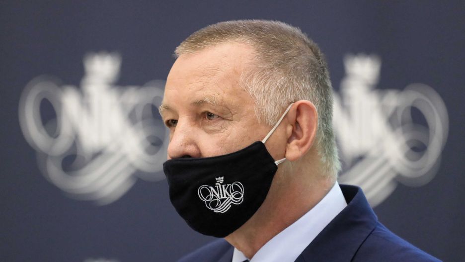 Warszawa, 13.05.2021. Prezes Najwyższej Izby Kontroli Marian Banaś podczas konferencji prasowej w siedzibie NIK w Warszawie, 13 bm. Na konferencji zaprezentowano ustalenia kontroli NIK dotyczące działań wybranych podmiotów w związku z przygotowaniem wyborów powszechnych na Prezydenta RP. (mr) PAP/Paweł Supernak