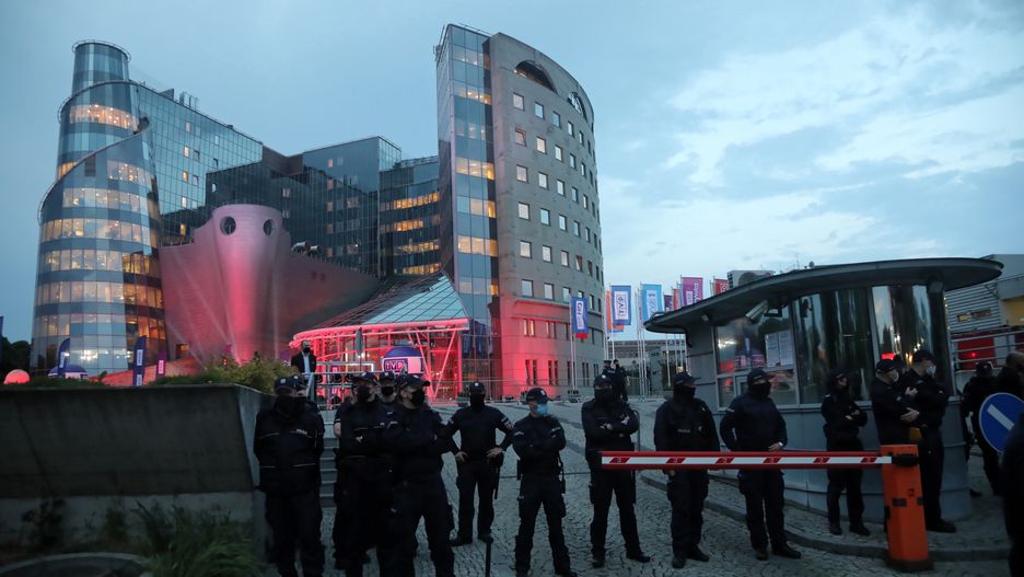 Przygotowania do debaty prezydenckiej w studiu TVP na ul. Woronicza