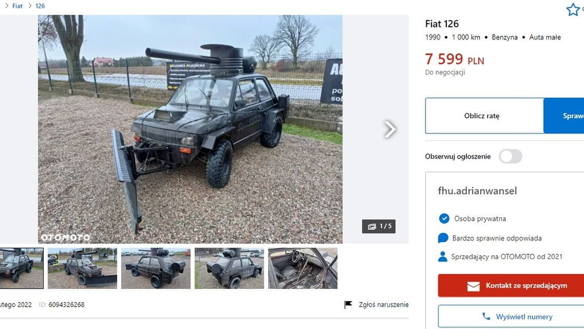 Ogłoszenie sprzedaży czołgu-malucha