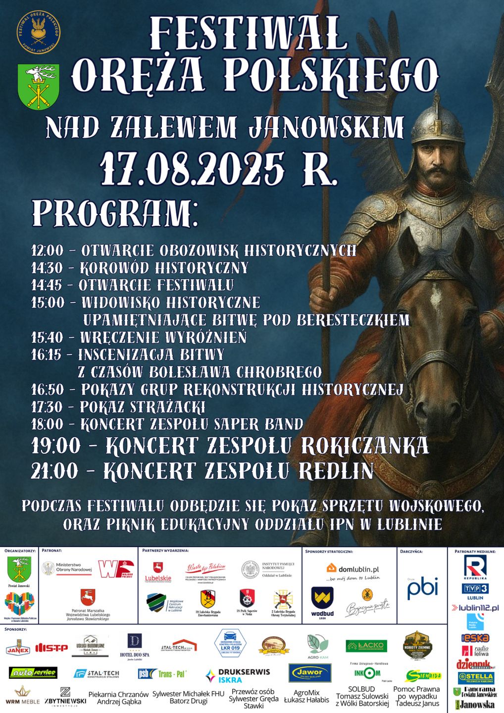 Festiwal Oręża Polskiego nad Zalewem Janowskim – innowacyjna lekcja historii już 17 sierpnia!
