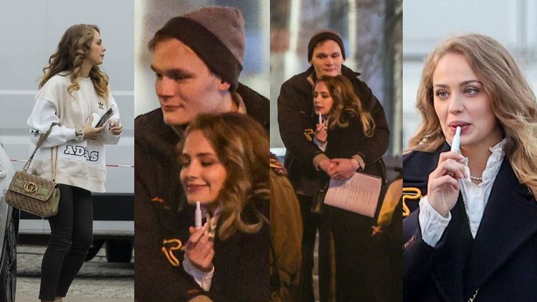 Wiktoria Gąsiewska i Antoni Sałaj tulą się na planie zdjęciowym