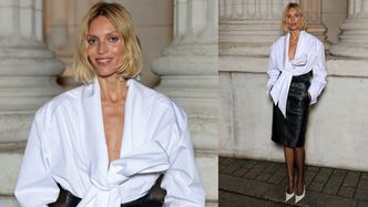 Anja Rubik w czarno-białej stylizacji ZACHWYCA na paryskim pokazie Saint Laurent (ZDJĘCIA)