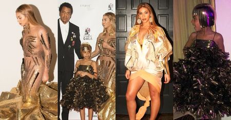 Złota Beyonce i Blue Ivy w kasku na głowie pozują na charytatywnej gali (ZDJĘCIA)