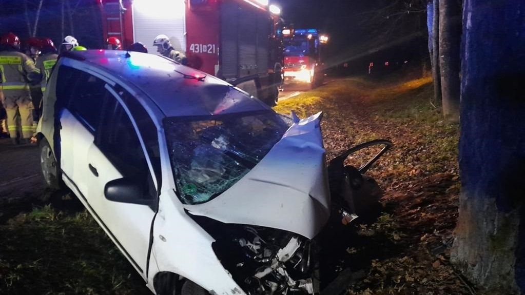 Uciekający kierowca stracił panowanie i uderzył w drzewo