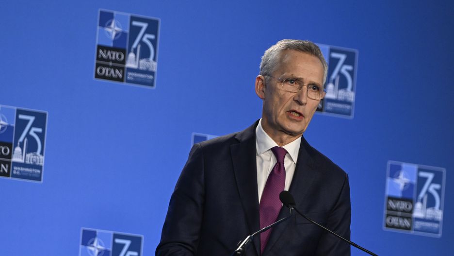 WASHINGTON, UNITED STATES - JULY 11: North Atlantic Treaty Organization (NATO) Secretary General Jens Stoltenberg holds a press conference after the NATO-Ukraine Council Session held as part of the NATO Leaders Summit on Thursday, July 11, 2024 in Washington DC, United States. (Photo by Celal Gunes/Anadolu via Getty Images)