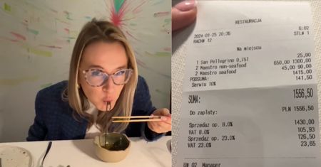 Zjadła kolację w Warszawie. Kwota na paragonie zwala z nóg