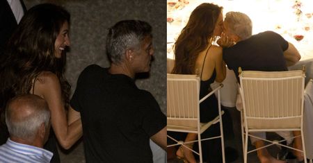 Rzadki widok: George Clooney i Amal CAŁUJĄ SIĘ na romantycznej kolacji. Piękna z nich para? (ZDJĘCIA)