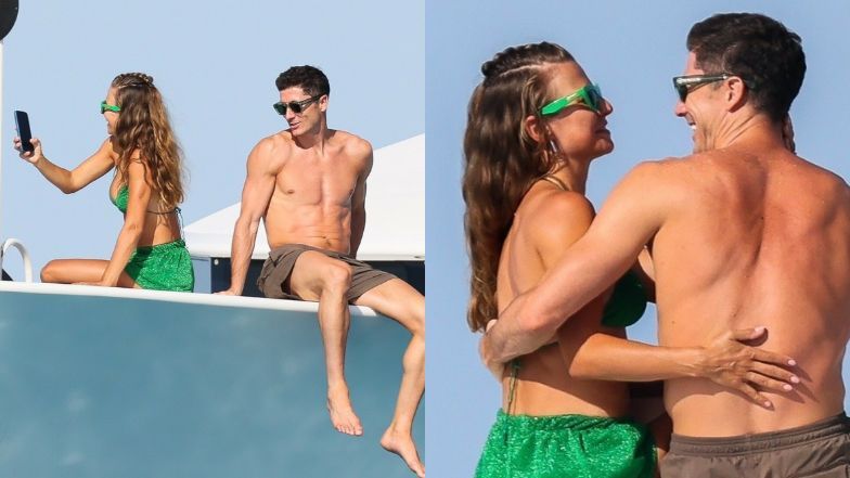 Anna i Robert Lewandowscy na jachcie 