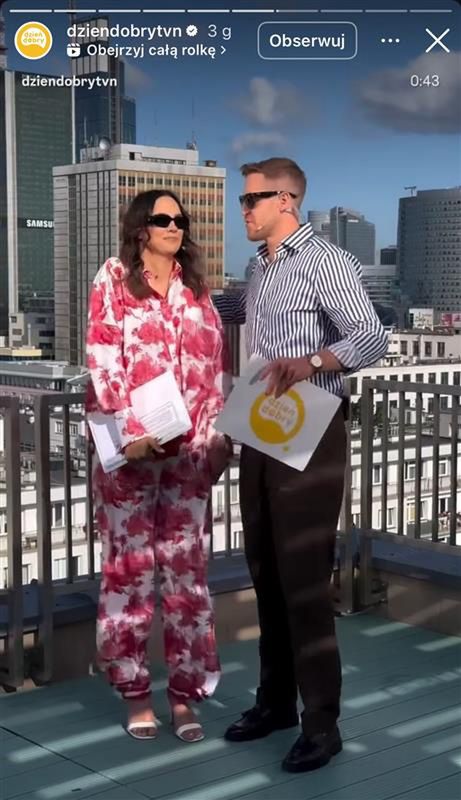 Paulina Krupińska i Damian Michałowski na planie