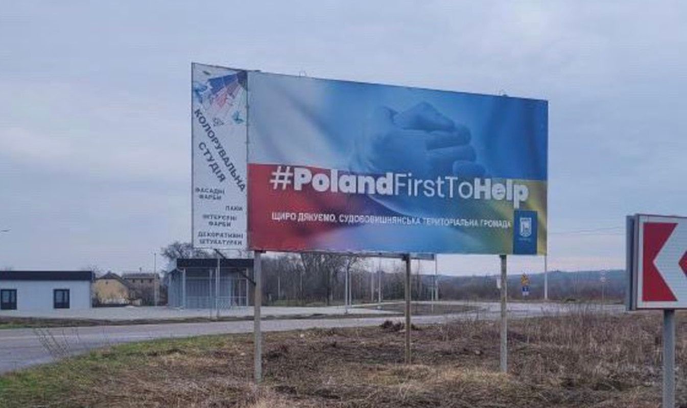 "Miły gest". Ukraiński baner z podziękowaniami dla Polski