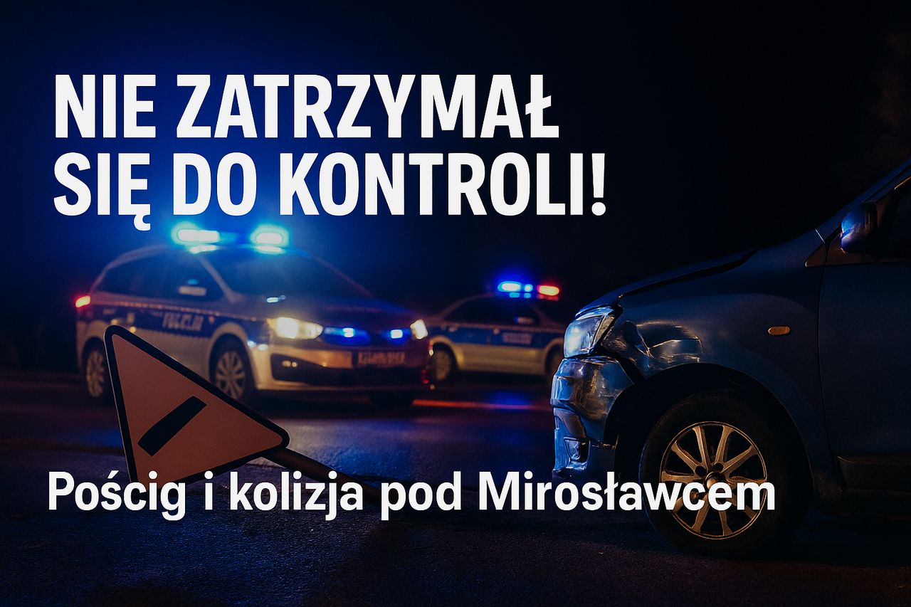 Niebezpieczny rajd 37-latka zakończony pościgiem przez kilka powiatów i kolizją