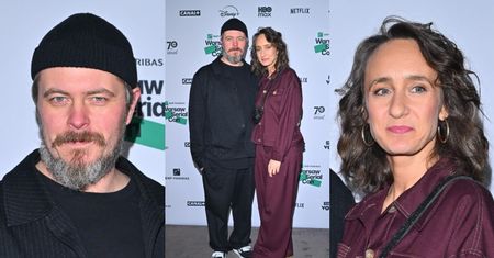 Tomasz Schuchardt w stylowej czapeczce pozuje na ściance z żoną Kamilą (ZDJĘCIA)
