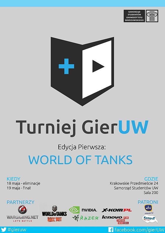 Turniej World of Tanks organizowany w ramach Juwenaliów Uniwersytetu Warszawskiego Plakat